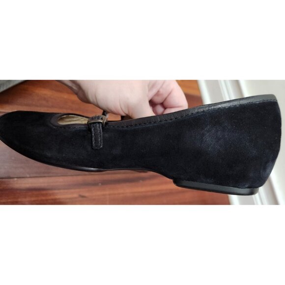 Eschantel Black Suede Mary Jane Flats Size 8.5M Leather Cap Toe Comfort Shoes - Picture 9 of 13